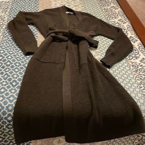 Long brown Athleta sweater with belt. Like new, never worn.